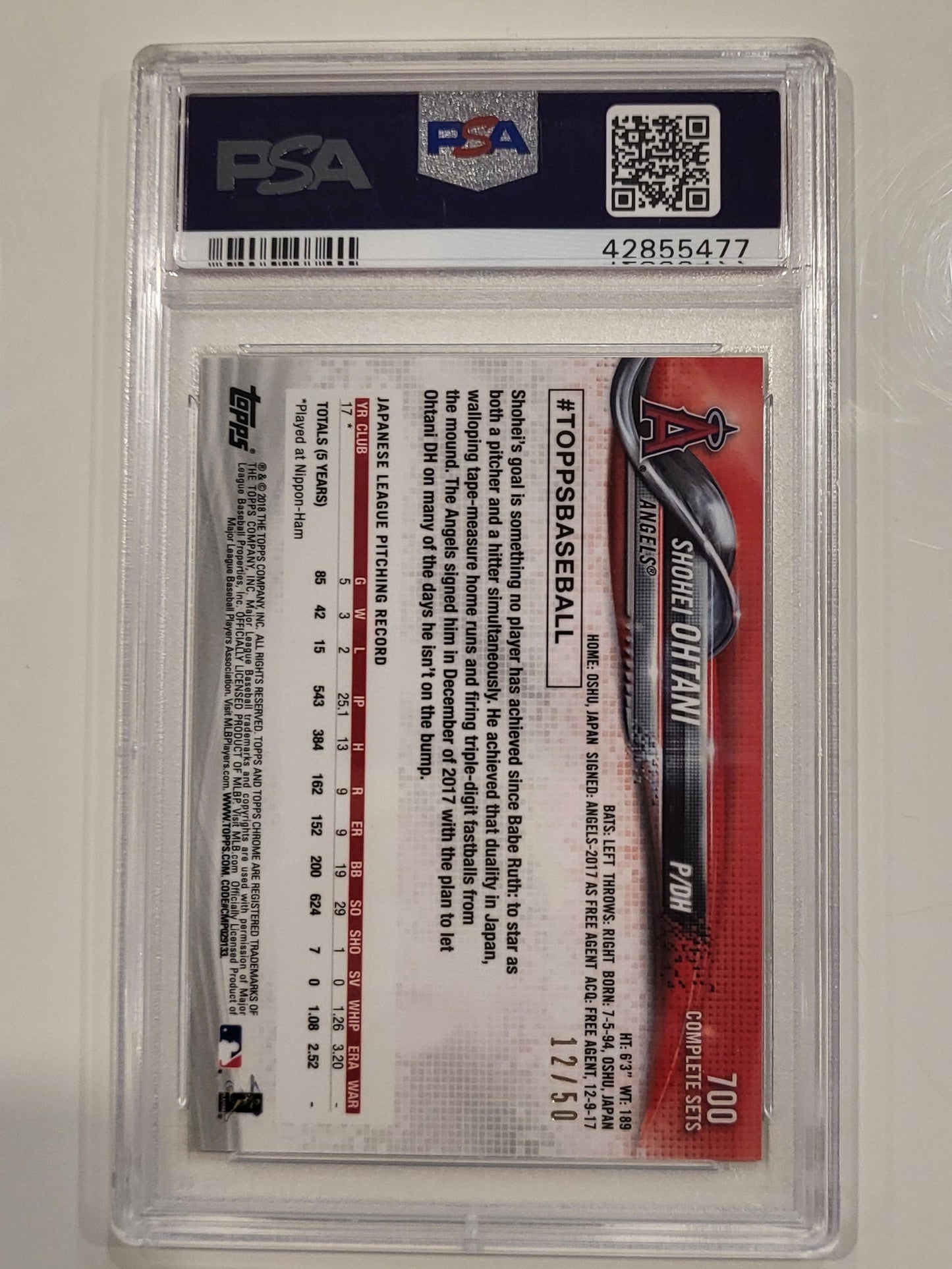 2018 Shohe Ohtan Baseball Gold